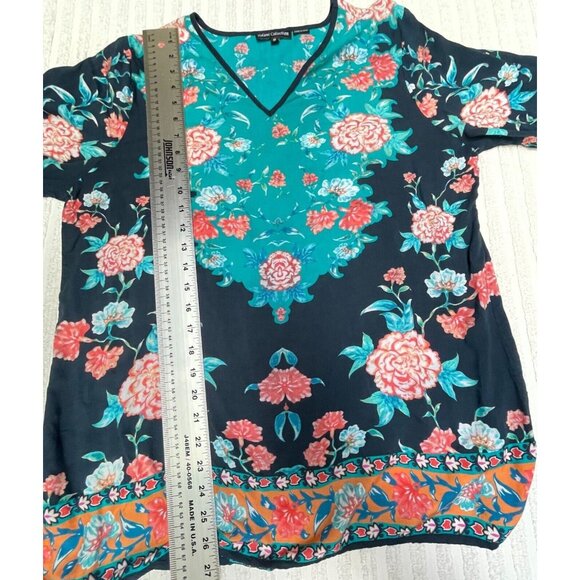 Tolani Collection Womens Medium V-Neck Floral Print Long Sleeve Woven Top Blouse - Picture 9 of 9